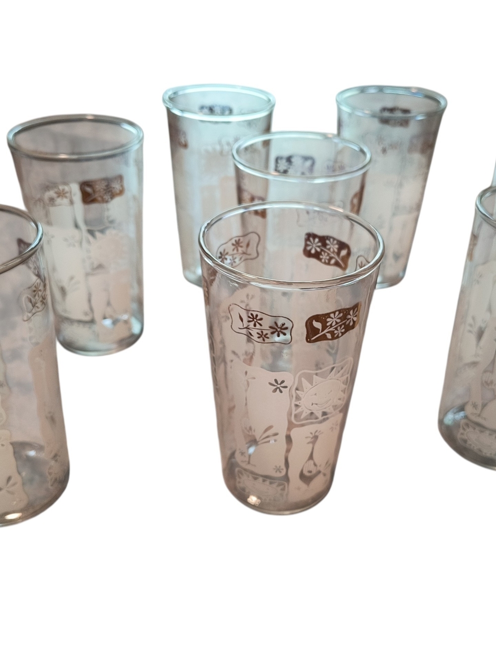 Vintage Decorative Clear Glass Tumbler - Set of 6